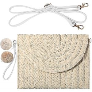 2024 Sac &agrave; bandouli&egrave;re en paille Pochette en paille Sac &agrave; bandouli&egrave;re en paille Casual Beach Sac &agrave; la main - Neuf