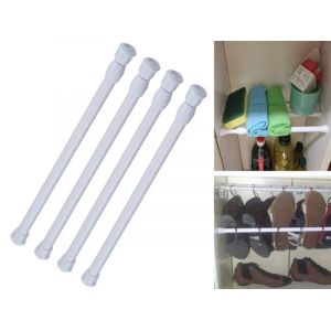 4 Barres De Tension Blanches Pour Rideaux, Placards Et Rangements - Réglables, Sans Outils, 32-50 Cm - Neuf