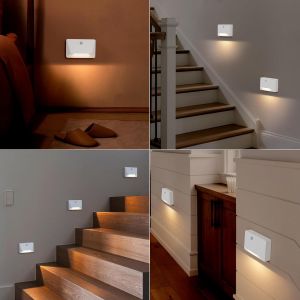 Veilleuse Led Avec Détecteur De Mouvement, Lampe Murale Sans Fil Rechargeable, Lampe D'escalier Batterie, Modes De Liaison, Blanc Chaud,Pour Couloir, Chambre À Coucher,Blanc - Neuf