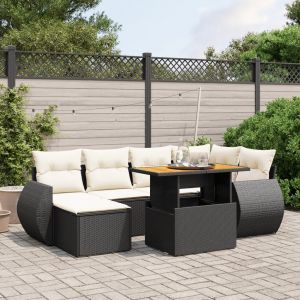 Prolenta Premium - Salon De Jardin 7 Pcs Avec Coussins Noir R&eacute;sine Tress&eacute;e - Neuf