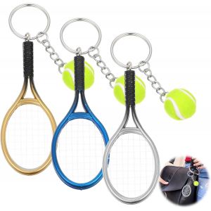 Kal-Lot De 3 Porte-Clés Raquette De Tennis, 3 Couleurs, Porte-Clés De Sport, Mini Balle De Tennis, Pendentif En Forme De Balle De Tennis, Cadeau Pour Homme, Femme, Fille - Neuf