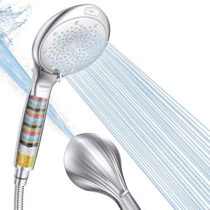 Pommeau de douche avec filtre contre le calcaire, 8 types de jets, haute pression, avec tuyau de 2 m, 20 couches, pour eau dure, chlore r&eacute;siduel, m&eacute;taux lourds, bact&eacute;ries - Neuf