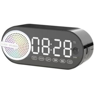 KAL-Carte Plug-In Multifonction Horloge Miroir Son Coloré Lumière Ambiante Caisson De Basses Portable Sans Fil Bluetooth Haut-Parleur Réveil - Neuf