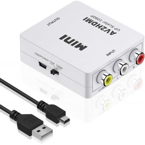 Adaptateur Rca Vers Hdmi, Mini Av Cvbs Vers Hdmi Vidéo Audio Convertisseurs Av Vers Hdmi Adaptateur Support 1080 720p Supporte Pal/Ntsc Pour Caméra, Ps2, Ps3, Wii, N64,Snes, Nes, Dvd-Blanc - Neuf