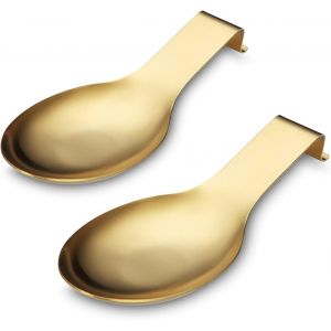 Eryi-Repose Cuillère En Or Mat, Porte Cuillère En Acier Inoxydable Pour Cuisinière, Porte Stensiles De Cuisine Pour Louches, Pinces, Spatule, Porte-Cuillère Pour Cuisinière (2pc-9,5 Pouces) - Neuf