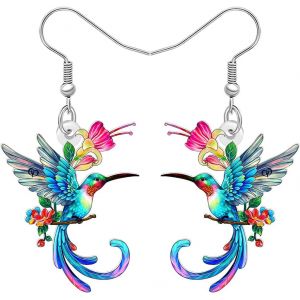 Kal-Floral Cadeaux Colibri Boucles D'oreilles Oiseaux Mignons Boucles D'oreilles Acrylique Léger Fleur Pendante Bijoux D'été Cadeaux D'amour Pour Les Oiseaux Pour Les Femmes Maman - Neuf