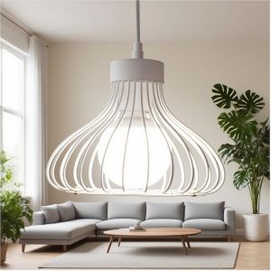 TIANYI-E27 Industriel Vintage Métal Suspensions Cage Blanc Retro Plafonnier Luminaire Vintage Plafond Plafonnier Lumiere Lampe Antique Suspensions Luminaire Cage Pendentif Lumiere Cage - Neuf