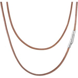 Kal-Cordon Collier Pour Pendentif Collier Cuir Homme 2mm/3mm Chaine Noir/Brun Colliers Cuir Fermoir Acier Inoxydable Waterproof Bijoux Homme 40/45/50/55/60/65/70/75 Cm - Neuf