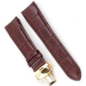 Bracelet De Montre En Cuir A Extremites Incurvees Pour Montre Homme Tissot T035 Automatc, Avec Boucle En Acier, Ref. : 7165 - Neuf