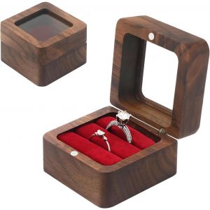 Boîte En Bois Pour Alliance Bague En Bois Double Emplacement Boîte Bague Avec 2 Emplacements Porte Alliancemariage Pour Proposition Fiançaillesmariage Saint Valentin Compact Et Élégant - Neuf