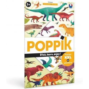 Trahoo-Poster Educatif Stickers Dinosaures - Puzzle Enfant Créatif Décoratif À Gommettes Autocollantes Repositionnables - Cadeau Coloriage Enfant Géant, Jeu Enfant 32 Stickers - 5 À 12 Ans - Neuf