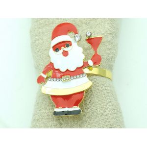 Ronds de serviette de No&euml;l P&egrave;re No&euml;l, lot de 4, d&eacute;coration de table - Neuf