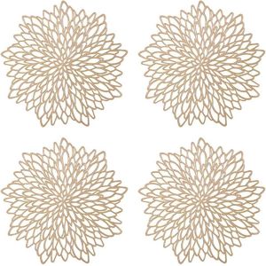 Sets De Table Ronds Ajour&eacute;s Dor&eacute;s, Sets De Table Ronds En Plastique Pour Isoler Les Assiettes Et D&eacute;corer La Table (4 Pi&egrave;ces) - Neuf