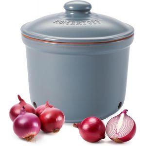 Subzonal-R&ouml;mertopf Pot De Conservation Maxi, Bleu/Gris, En Argile Naturelle, &Oslash; 21 X 17,5 Cm, 2,8 L, Pot De Fra&icirc;cheur Ventil&eacute; En C&eacute;ramique Pour 1,5 &Agrave; 1,9 Kg D'oignons Et L&eacute;gumes, Partie Inf&eacute;rieure &Eacute;ma - Neuf
