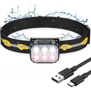 Eryi-Lampe Frontale Led Ultra Puissante, Rechargeable Lampe Frontale Étanche Avec Lumière Rouge, 6 Modes D'éclairage & 36h D'autonomie, 350lm Torche Frontale Léger Pour Camping/Pêche/Cyclisme/Course - Neuf