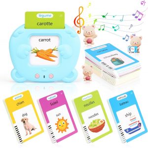 ERYI-Cartes Flash Parlantes, Cartes Éducatives 224 Mots, Bilinguisme Anglais-Français, Jouet Educatif Pour Écouter Et Apprendre, Jouet Enfant 3 4 5 6 Ans Pour Garçons Et Filles, Cadeau Enfant(Bleu) - Neuf