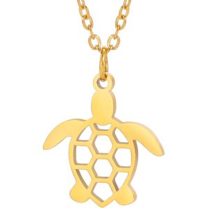 Kal-Collier Tortue De Mer En Acier Inoxydable, Pendentif Tortue Porte-Bonheur, Mignon Boho Été Plage, Animal De Mer, Bijoux Pour Femmes - Neuf