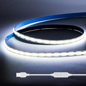 ERYI-Usb Ruban Led Cob 5V Blanc Froid 6000K 1M, Dimmable Densité 320Leds Bande Lumineuse Led Cob Flexible Découpable Bande Led Pour Tv Rétroéclairage, Armoire, Chambre, Éclairage Maison Diy - Neuf