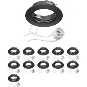 Ledscom.De 6 Cadres D'encastrement Au Plafond Fere Cadre D'encastrement Noir Mat (Led/Halogène/Gu10/Mr16/Par16/50mm) Incl. Douille Gu10 - Neuf