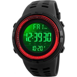 Homme Montre Sport Digital 50m Etanche Outdoor Multifonction Electronique Tactique Militaire Montres Bracelet Hommes Double Temps Calendrier Alarme Plastique Caoutchouc Montre Homme Garçon.[J444] - Neuf