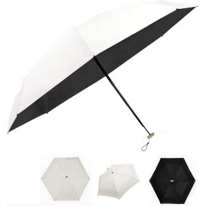 Mini Parapluie De Poche Parapluie Pliant Ultra L&eacute;ger Pliable En Caoutchouc Parasols Ensoleill&eacute; Voyage Imperm&eacute;able Coupe-Vent Blanc Cr&egrave;me - Neuf