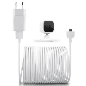 TIANYI-C&acirc;ble Chargeur 3M Blink Mini avec Adaptateur Mural Pas pour Blink Mini 2,Brique Chargeur et Cordon Charge Micro USB &agrave; Angle Droit 90 Degr&eacute;s Coud&eacute;,Alimentation Ext&eacute;rieure &eacute;tanche - Neuf