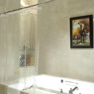 KALANKA-Rideaux de Douche EVA &agrave; Effet 3D, 120 x 200 cm Rideau de Bain Transparent &Eacute;tanche Anti-Moisissure, Rideau de Salle de Bain avec 8 Anneaux pour Douche &agrave; Domicile ou Baignoire - Neuf