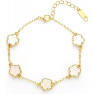 Eryi-Bracelet Trèfle Porte Bonheur,Bracelet Trèfle Plaqué Or Bracelet Trefle 4 Feuilles Femme Bracelet De Luxe Bracelet Personnalisé Femme Ête Des Mères,Cadeau De Noël Pour Les Femmes - Neuf