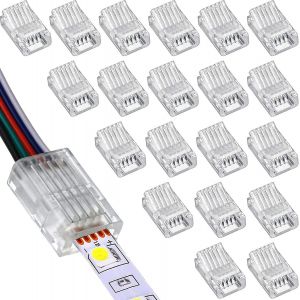 20 Pièces Connecteur Bande Led Rgbw De 10mm 5 Broches Connecteur, Led Rapide Connector 5 Broches 10 Mm Connecteurs Gapless Pour Connexion De Bande Led - Neuf