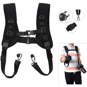 En forme de K Instantan&eacute; rapide Cam&eacute;ra Bretelles Lib&eacute;ration rapide Double &eacute;paule Harnais Coussin souple D&eacute;compression Courroie pour appareils photo reflex num&eacute;riques - Neuf