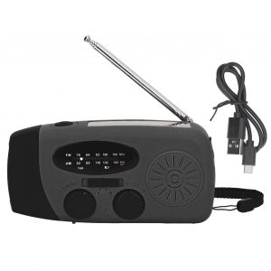 HJLIAN Radio solaire a manivelle avec lampe de poche LED, radio FM AM WB USB portable pour la prevention des catastrophes, noir et japonais - Neuf