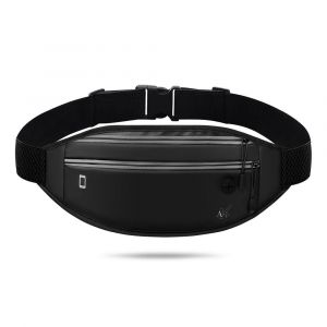 Sac banane pour homme et femme, imperméable et réfléchissant, avec prise casque, ceinture de course pour smartphone avec sangle élastique réglable, noir - Neuf