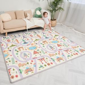 Tapis De Jeu Pour Enfant Tapis De Sol Xxl En Mousse Epais Pliable Reversible - Tapis D'&eacute;veil Pour B&eacute;b&eacute; - Tapis De Motricit&eacute; Favorisant Le D&eacute;veloppement Sensoriel Cadeau B&eacute;b&eacute; - Neuf
