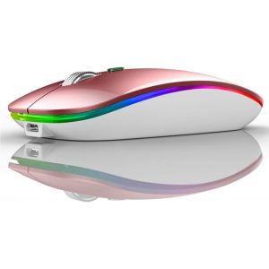 CHENG-G12 Souris sans Fil, Slim Ordinateur Portable Optique Wireless Mouse avec récepteur Nano Souris USB pour PC/Tablet/Laptop (Or Rose) - Neuf