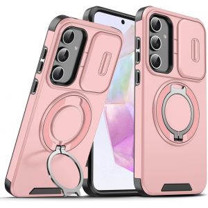 Case For Samsung Galaxy A16 5g [Slide Camera Protection] [360 Rotation Invisible Stand] Non-Slip & Shockproof Case For Samsung A16-Pink - Neuf