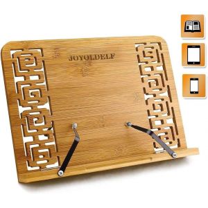 MEVRONISSHOP-Joyoldelf Support de Lecture, Support pour Livre en Bambou, Porte-Livre Tablette Pliable et R&eacute;glable 5 Degr&eacute; Pupitre de Lecture pour Ipad, Tablette, Iiseuse, livres de Cuisine(34.5x24x5) - Neuf
