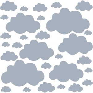 Trahoo-Set De 30 Stickers Muraux Enfants Nuages - Autocollants Décoration Murale Chambre Bébé - Facile À Poser Gris - Neuf