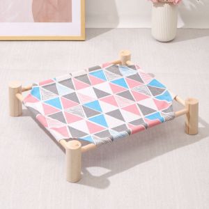 1 Ensemble (Couleur) Lit Pour Animal De Compagnie En Toile De Bois Massif Lit Pour Chien Lit Pour Chat Hamac Quadrangulaire Pour Animal De Compagnie Lit En Bois Lavable Détachable - Neuf