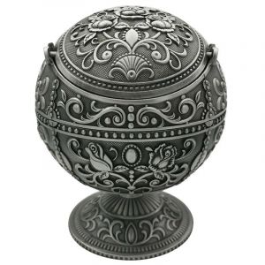 Cendrier coupe-vent vintage avec couvercle, portable, de table, cendrier à cigarettes, extérieur, intérieur, type poussoir, cendrier en métal, cendrier pour fumeur, fait main, motif, cadeau pour - Neuf
