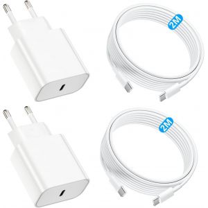 20 W Usb C Chargeur Rapide Pd 3.0 Pour Iphone & Ipad + 2M Usb-C Chargeur Rapide Câble U2013 Chargeur Portable Et Câble De Charge 16 15/16 15 Pro/16 15 Pro Max/16 15 Plus, Adaptateur Pour Ip[Z721] - Neuf
