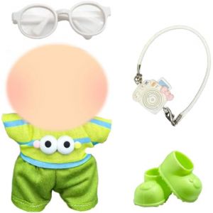 Lot de 5 v&ecirc;tements de poup&eacute;e pour poup&eacute;es en peluche de 17 cm, accessoires de poup&eacute;e mignons verts avec chemise, pantalon, chaussures, appareil photo, lunettes, ensemble d'accessoires &eacute;l&eacute;gants pour - Neuf
