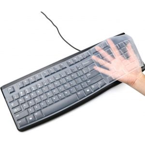 Housse de clavier en silicone pour clavier Logitech K120 & MK120 Ergonomique Clavier filaire USB Ultra fin Transparent - Neuf