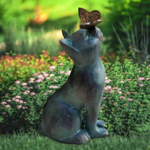 NouvelHorizonstore-Chat D&iquest;&iquest;coration Ext&iquest;&iquest;rieur : Chat Mignon Top Papillon Sculpture Animal en R&iquest;&iquest;sine Imperm&iquest;&iquest;able pour la Maison Cadeaux Artisanat - Neuf