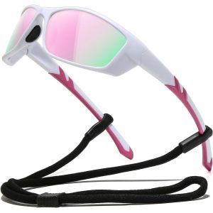 Lunettes De Soleil Polarisées Pour Homme Et Femme - Lunettes De Soleil Rapides - Coupe-Vent Uv400 - Lunettes De Soleil D'équitation - Blanc + Rose, Blanc/Rose - Neuf