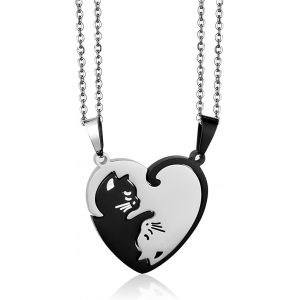 Kal-2 Pcs Colliers D'amitié, Colliers Avec Chat Pendentifs De Dessins Animés Pour Amis Proches, Cadeau Parfait Pour L'anniversaire De Votre Meilleur Ami, Pour Les Filles Et Les Garçons Femmes - Neuf