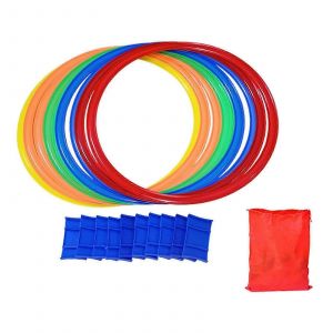 Jeu De Marelle Avec Anneaux Et Sacs De Haricots - Jeu Éducatif D'extérieur De 28 Cm - Neuf