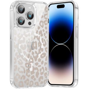 Maa-Coque Magnétique Pour Iphone 13 Pro Max 6,7"",Compatible Avec Magsafe, Transparente Fille Etui Avec Aesthetic Motif Léopard Dessin, Souple Silicone Tpu Case Antichoc Protection Housse Cover, 02 - Neuf