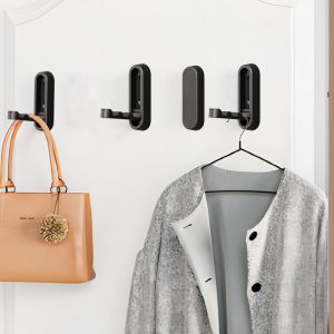 Lot de 4 crochets muraux pliables pour salle de bain,manteaux,peignoirs,sacs &agrave; main,solution de rangement pour salle de bain,placard,entr&eacute;e,piscine et cuisine (noir mat) - Neuf