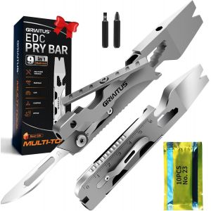 Ytfhg-Outil Multifonction 9in1 Edc Pied De Biche Multitool Avec Tournevis, Clés, Ouvre Bouteilles, Scalpel, Arrache Clou, Regle Cadeau Pour Homme/Femmes - Neuf