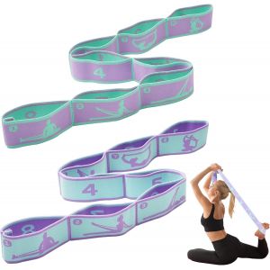 Slep-Lot De 2 Bandes De Résistance À 8 Boucles, Sangle De Yoga, Pour Des Étirements Et Un Entraînement De Yoga Efficaces, Bande De Fitness, Bande D'étirement Et Bande D'exercice En Un, Idéales Pour L - Neuf